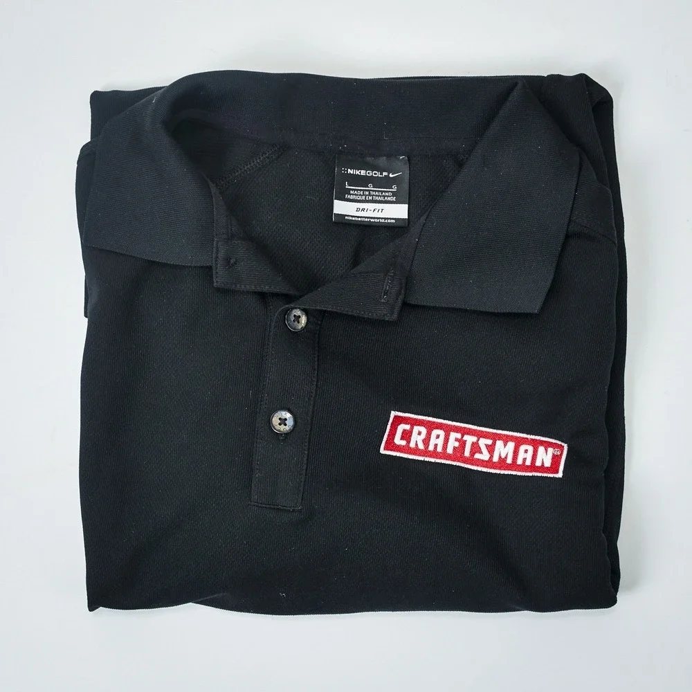 Nike‎ Golf Craftsman Polo Shirt Men's Large Black Dri Fit Embroidered Logo